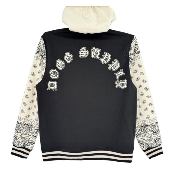 Dogg Supply By Snoop Dogg Mens Black/Cream Zip-Up Fleece Varsity Hoodie Sz M NWT - Picture 4 of 12